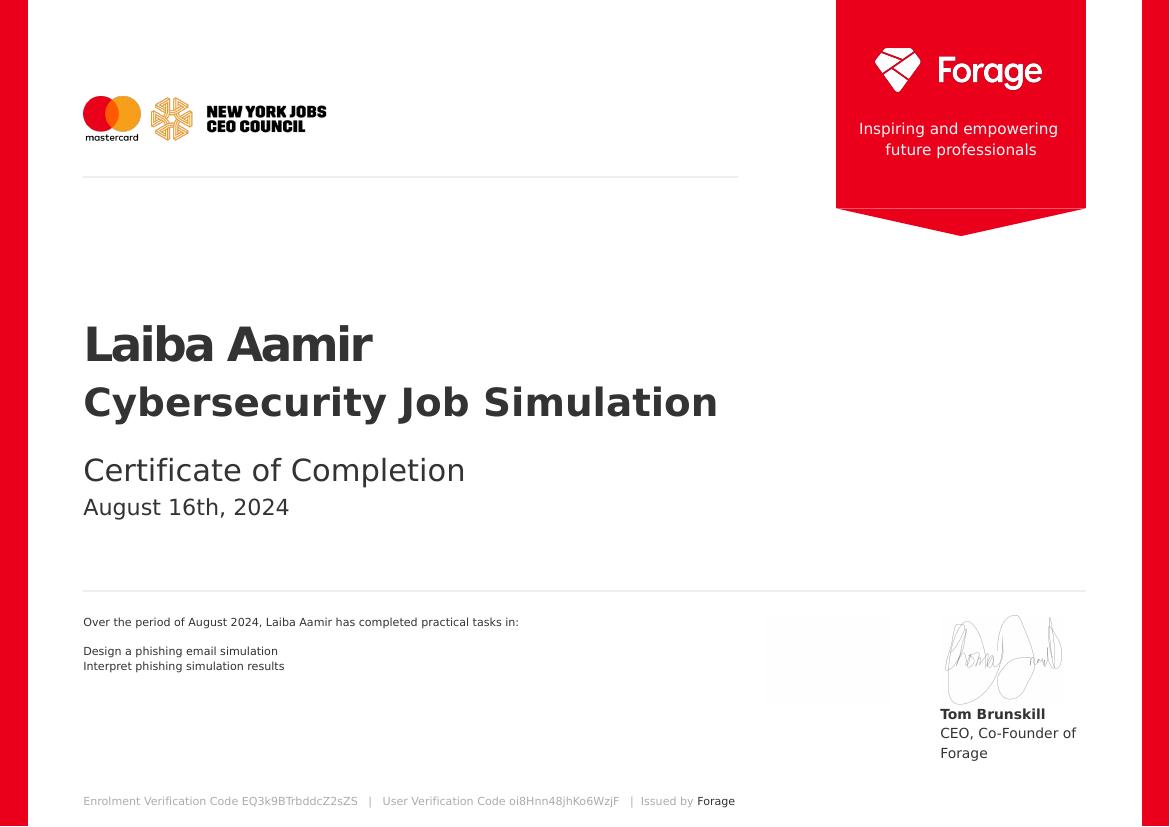 Mastercard via Forage certificate